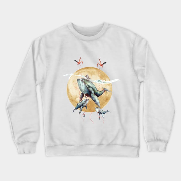 Flying Whales in the sky Crewneck Sweatshirt by ILO_IreneLOrenzi